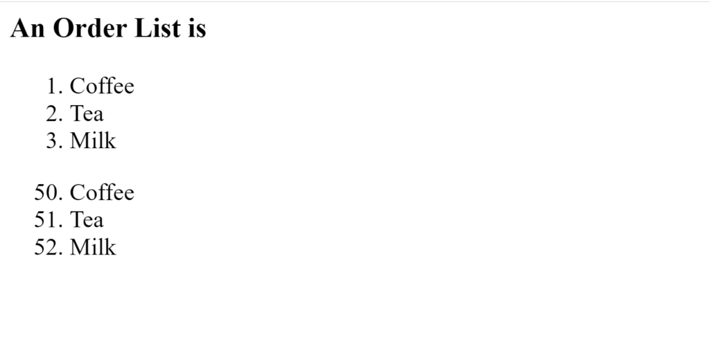 ordered list example
