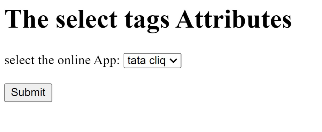 The select tags attributes example