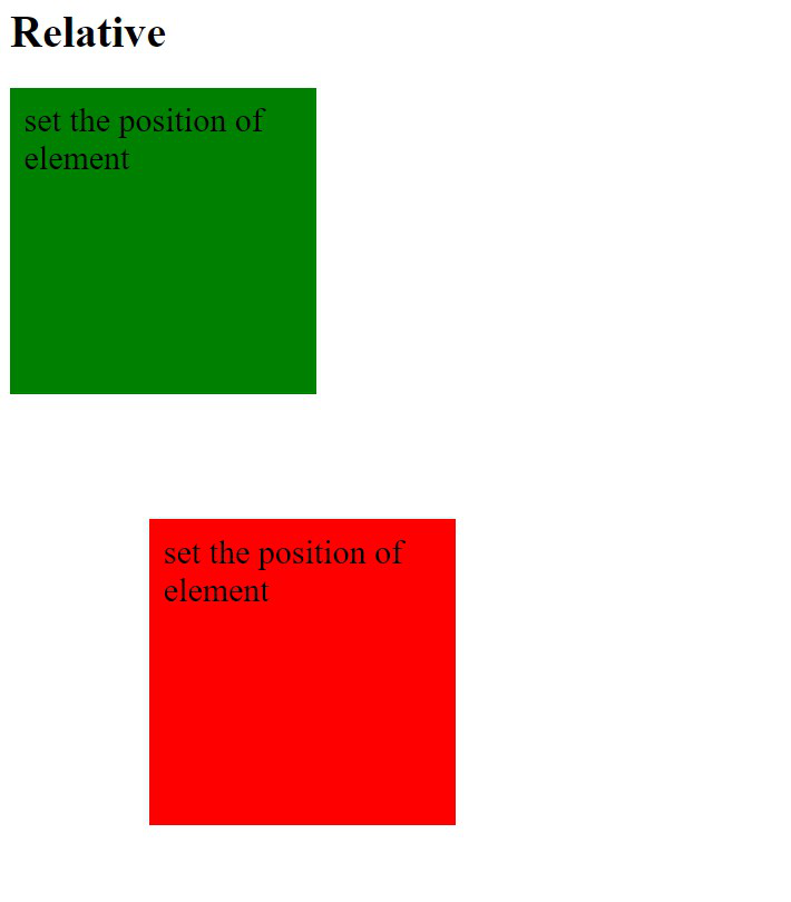 In this case we can set the position of element in any direction a/c to requirement is knows as Relative