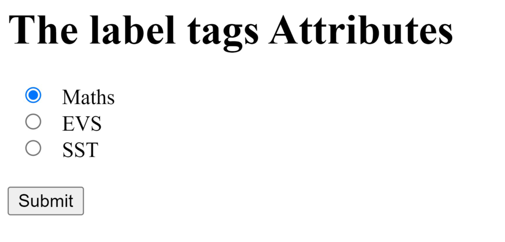 the label tags attributes example