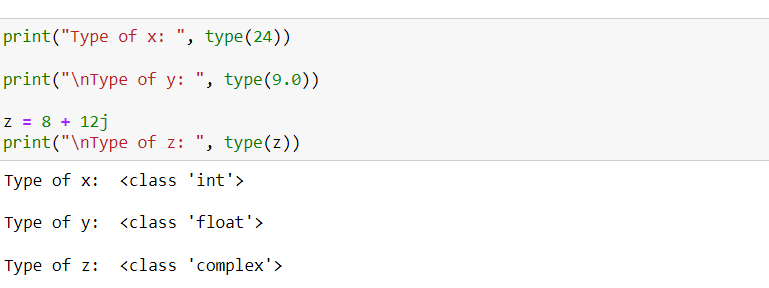 Example of Numeric Data Types