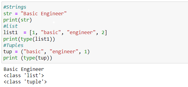 Example of String, List and Tuples