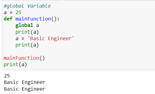 Example of Global Variable