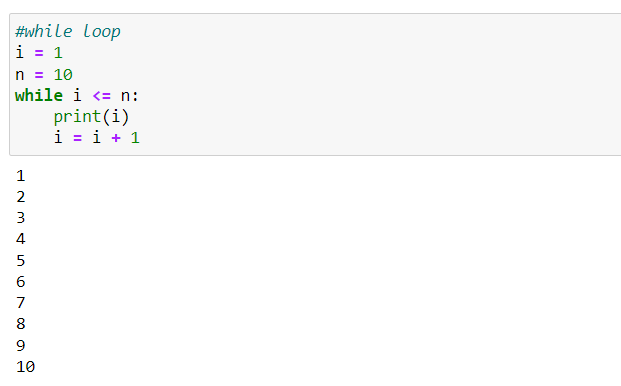 Example of while loops in Python