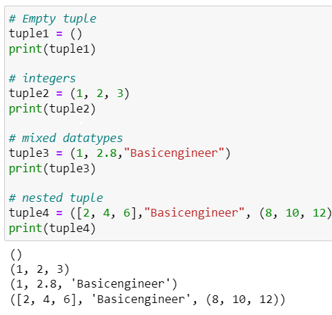 Creates of Tuple in Python