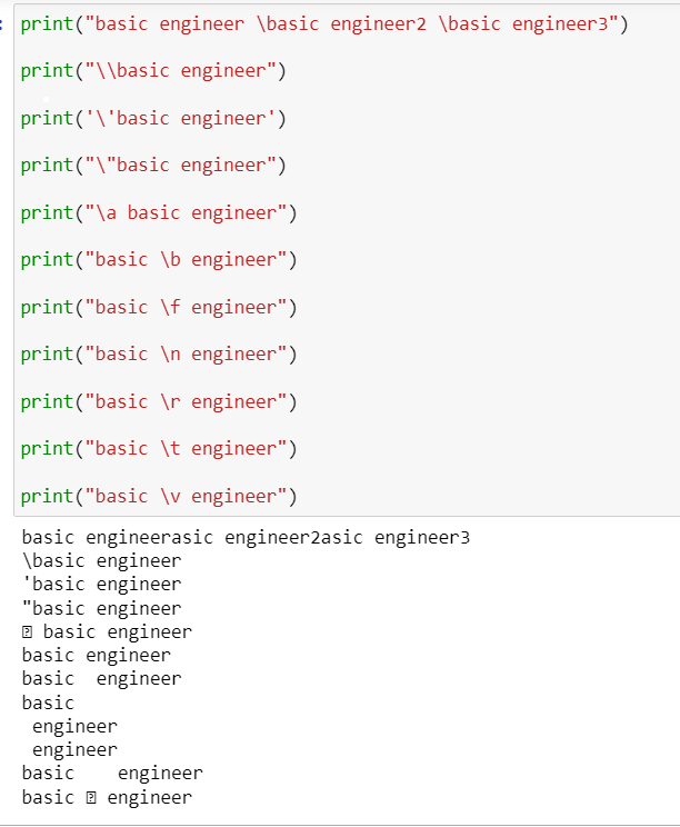 Example of Escape Sequence in Python