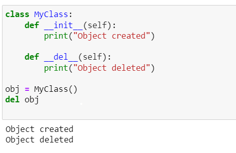 Example of Destructor In Python